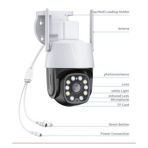 4 MP WIFI Cámara de exterior 2 antenas, PTZ, grabación en micro SD, audio bidireccional, ir y led blanco App CAMHI , servidor web,  ONVIF - Imagen 4