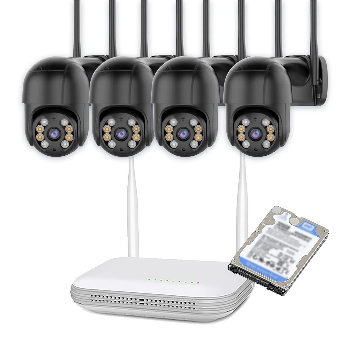 Kit ICSEE  NVR chico + 4 camaras PTZ ICSEE +disco 250