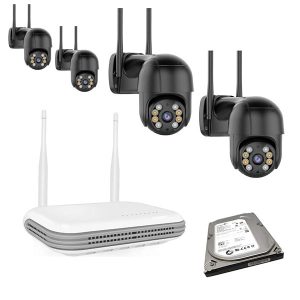 Kit ICSEE  NVR chico + 4 camaras PTZ ICSEE +disco 250