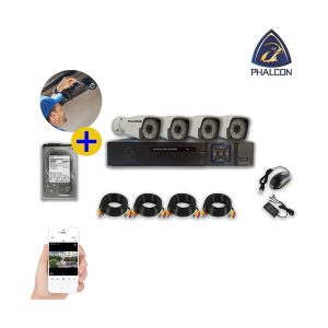 Kit DVR 4 + 4 cameras+disco +instalación