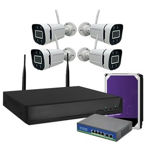 Kit NVR+4 camaras 3MP audio+switch 4+disco 500+INSTALACION