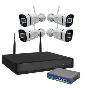 Kit NVR+4 camaras audio+switch 4