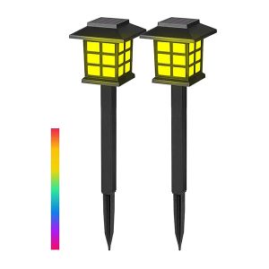 Set 2 Lampara solar jardin antorcha - RGB
