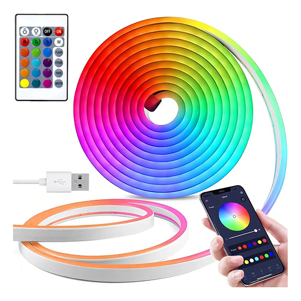 Tira led 5m colores Pastel  12v con transformador , BT y control
