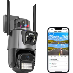 Cámara Ip Icsee Ptz Doble Lente Exterior Color Negro
