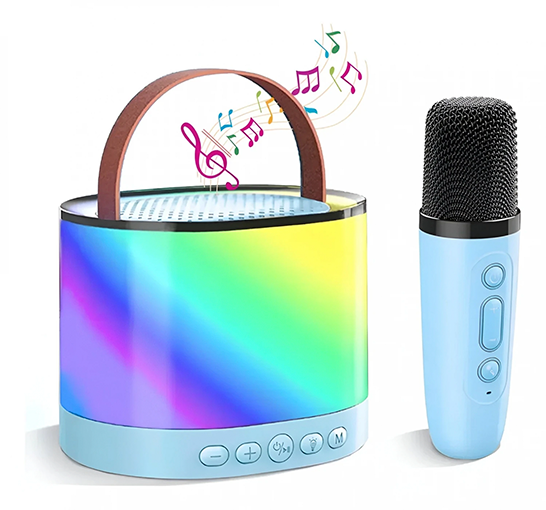Parlante Bluetooth Karaoke Con Micrófono Portatil Luces Rgb